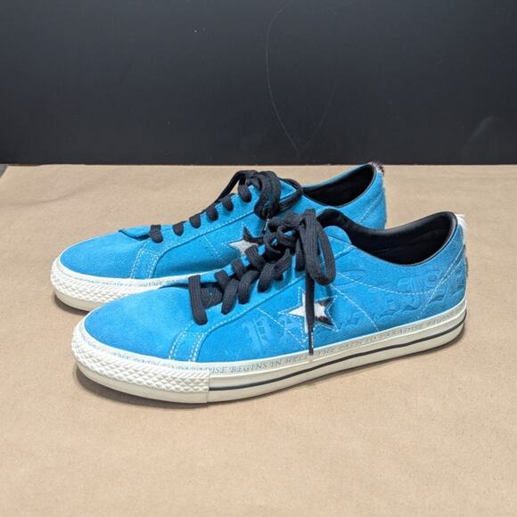 Converse Sean Pablo One Star Pro Ox Skate Shoe Sneakers Paradise Teal Blue Suede - Picture 2 of 8